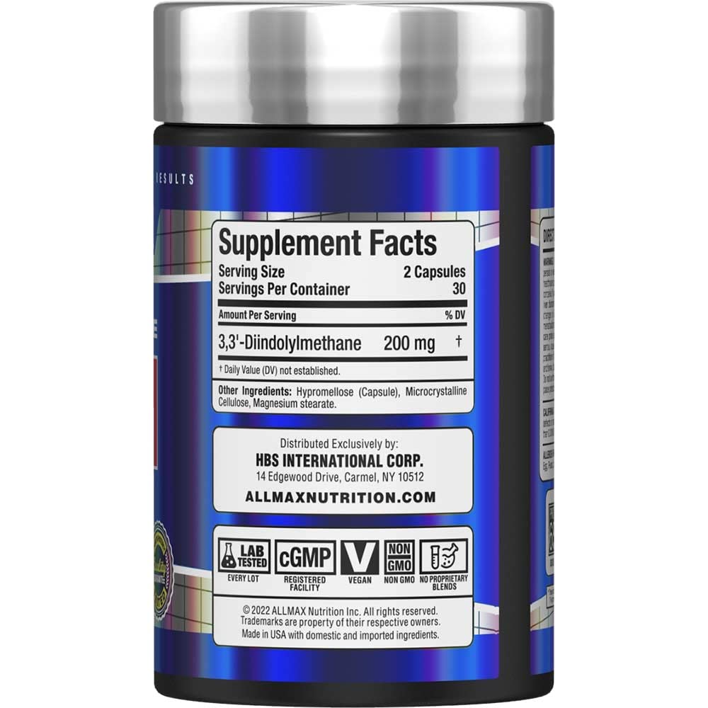 Close-up of ALLMAX DIM label showing product details