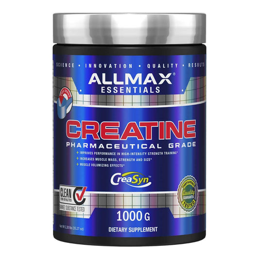 Front view of ALLMAX Essentials Creatine 1000 g powder container