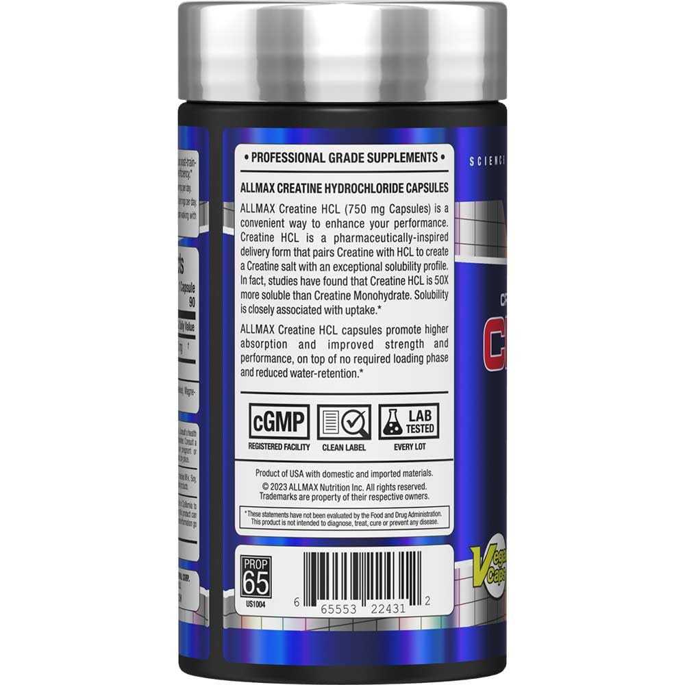 Creatine HCL 750 mg vegan capsules