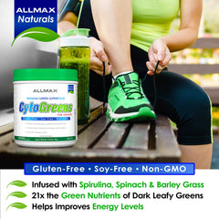 AllMax Naturals CYTO-Greens bottle on shelf for convenient daily use