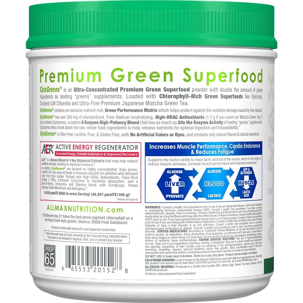 AllMax Naturals CYTO-Greens dissolving in water for easy morning nutrition
