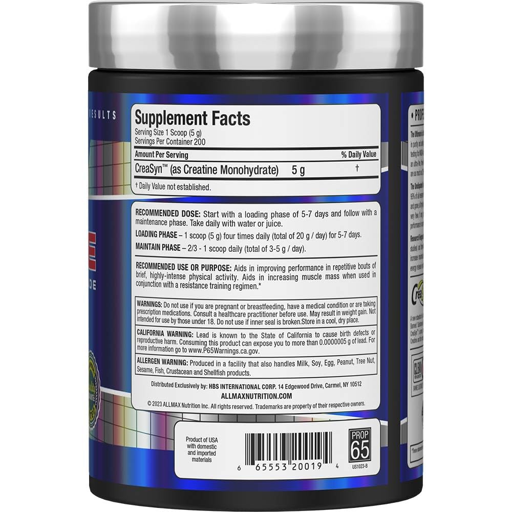 Creatine monohydrate powder being poured from container