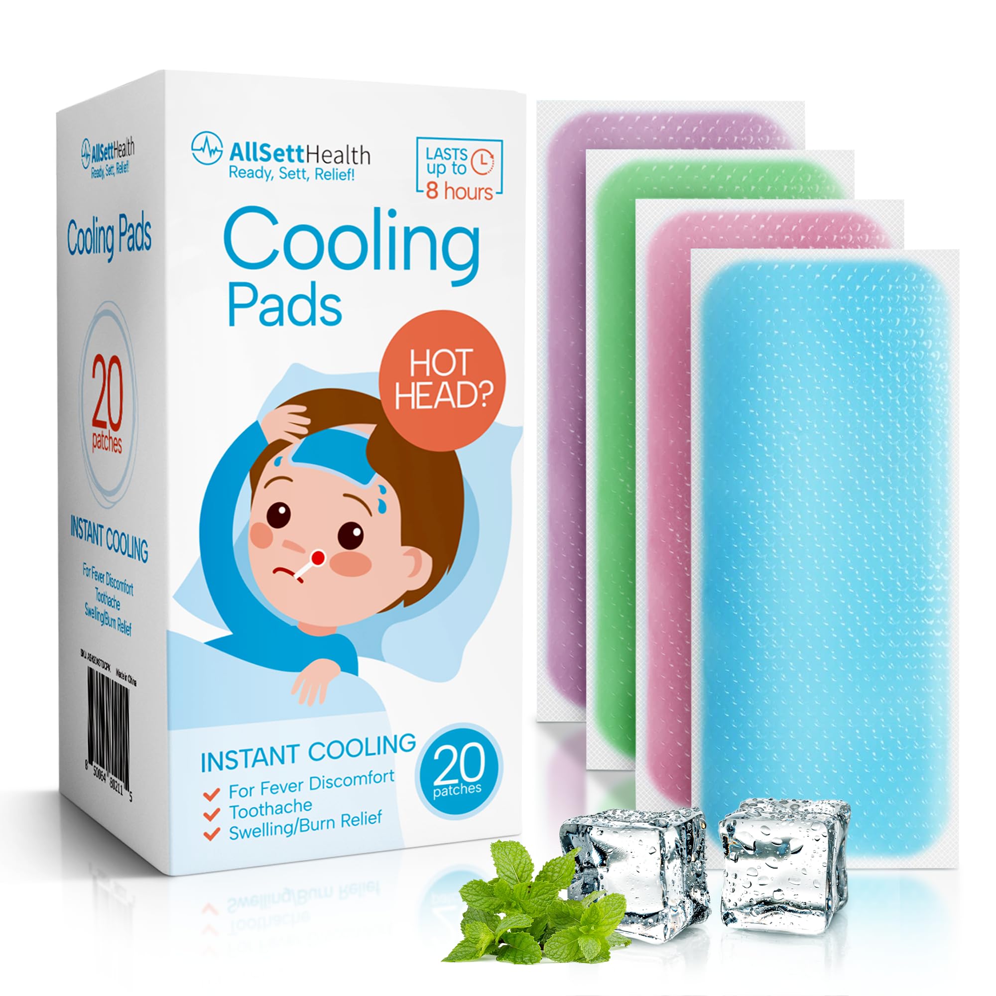AllSett Health cooling patches for kids pack—portable cooling relief on the go.