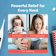 Compact, portable packaging supports on-the-go fever relief for families.