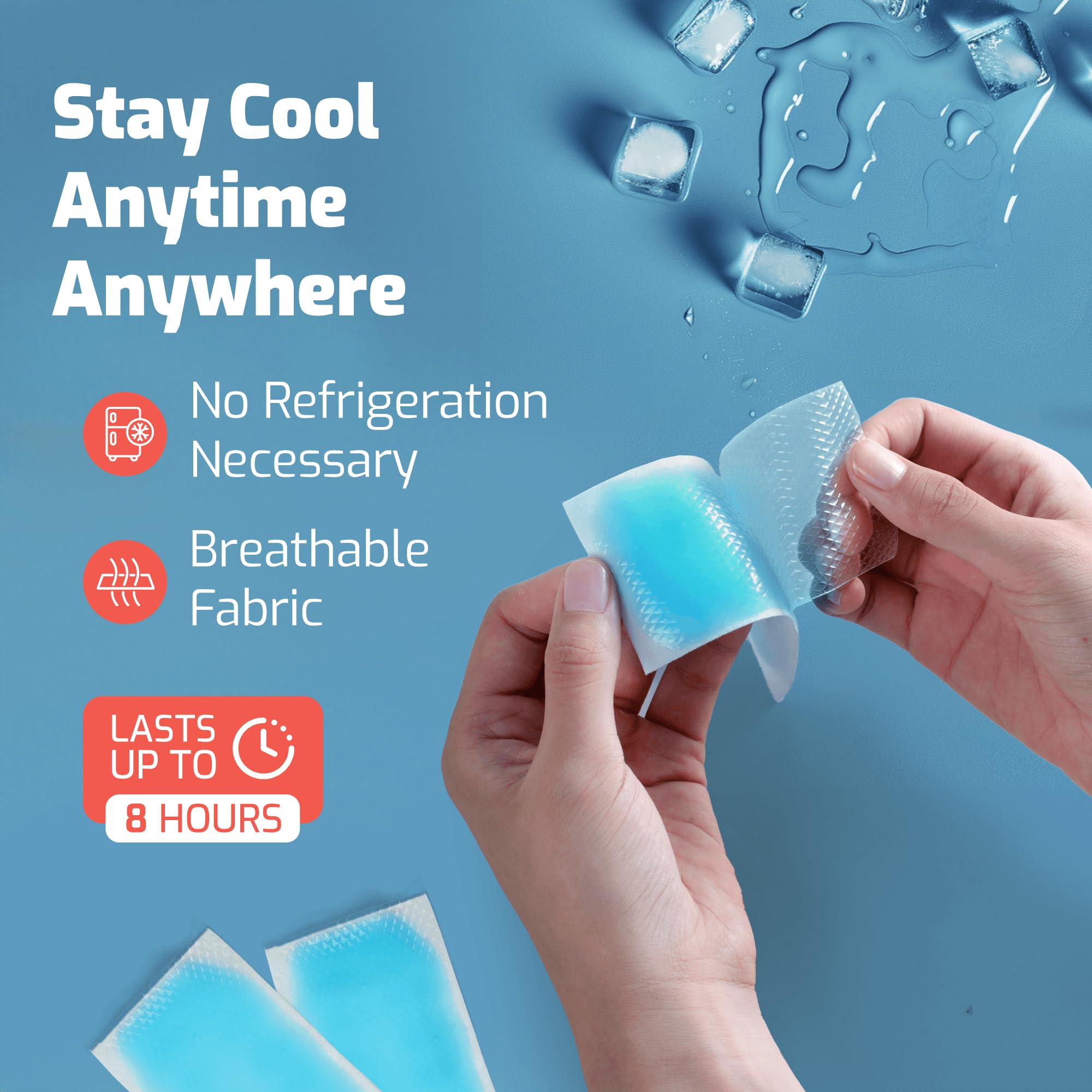 Minty cooling patch close-up shows translucent pad and kid-friendly design.