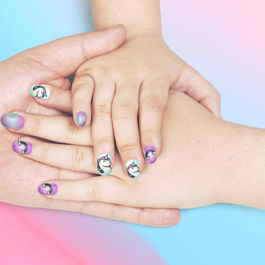 Allstarry pre-glue design allows parent-child application without gel or polish.