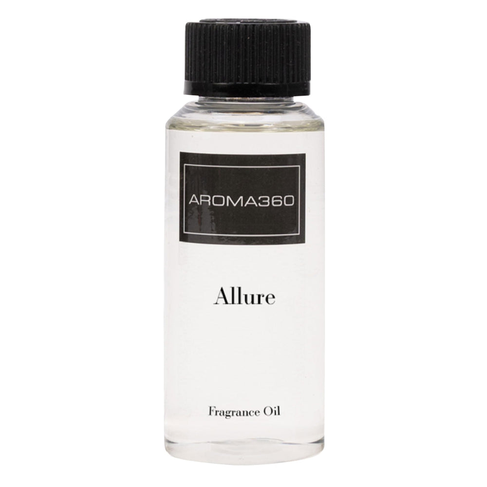 Allure 120mL diffuser oil bottle showing jasmine and bergamot notes
