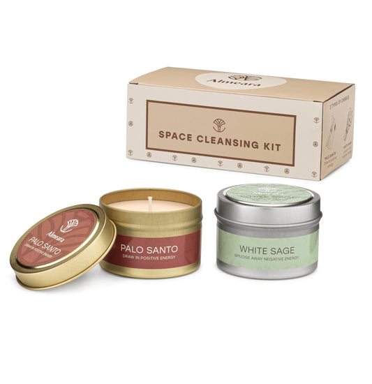 Packaging for Almeara 2-in-1 Sage & Palo Santo candles