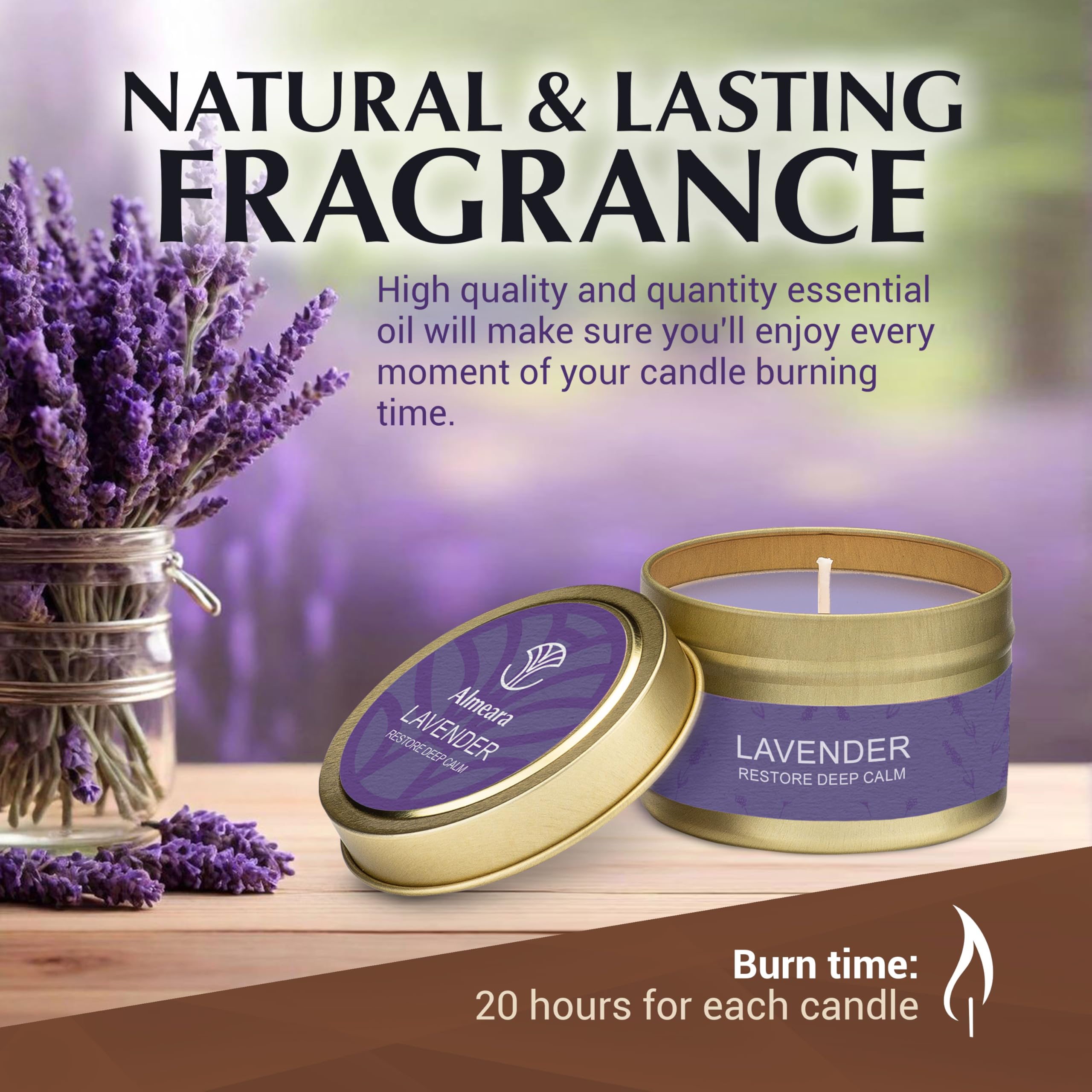 Paraffin-free soy wax candle with soft glow
