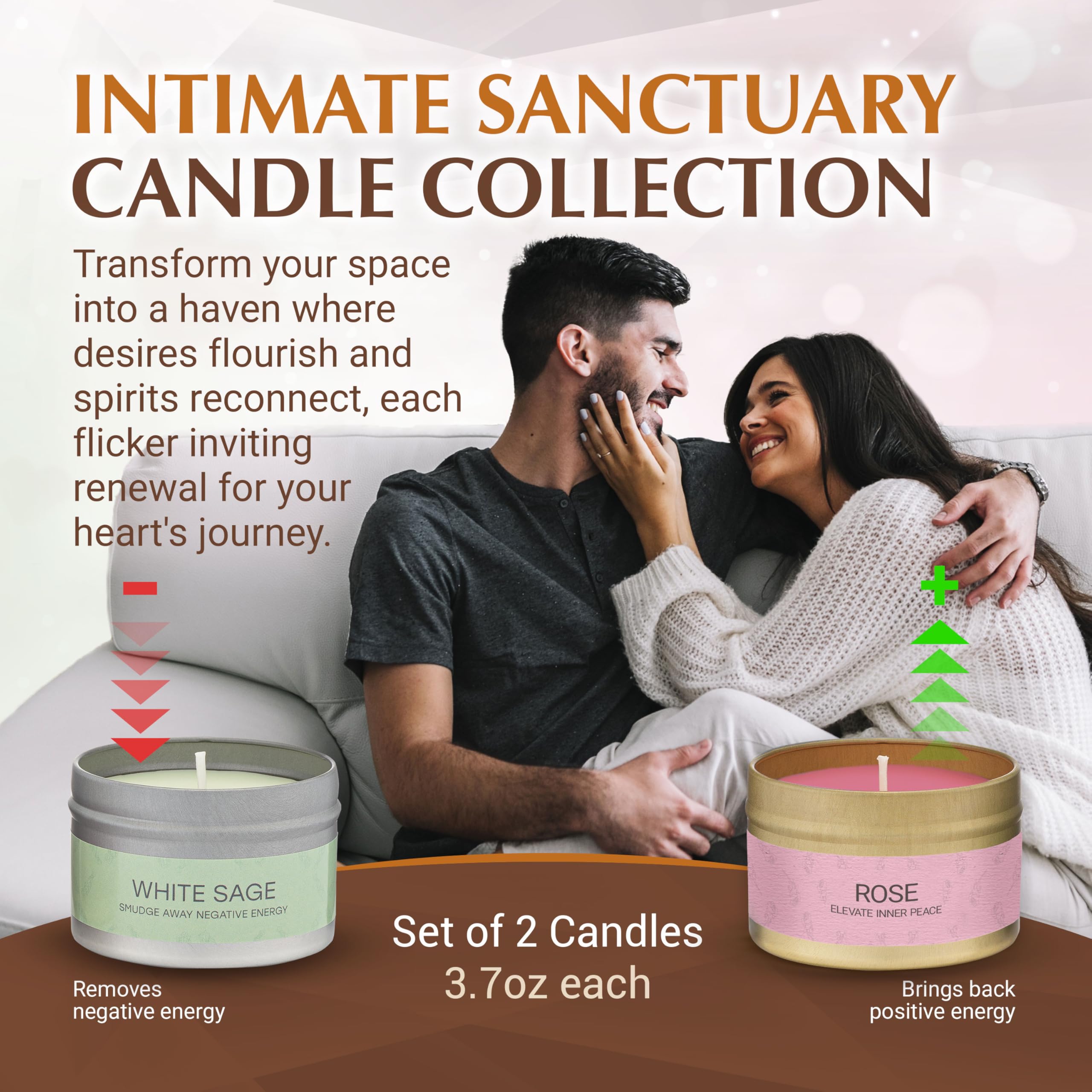 Two 3.7oz Sage + Rose candles in metal jars