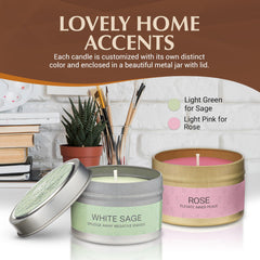 Green and rose-pink wax colors in Almeara Sage + Rose candles