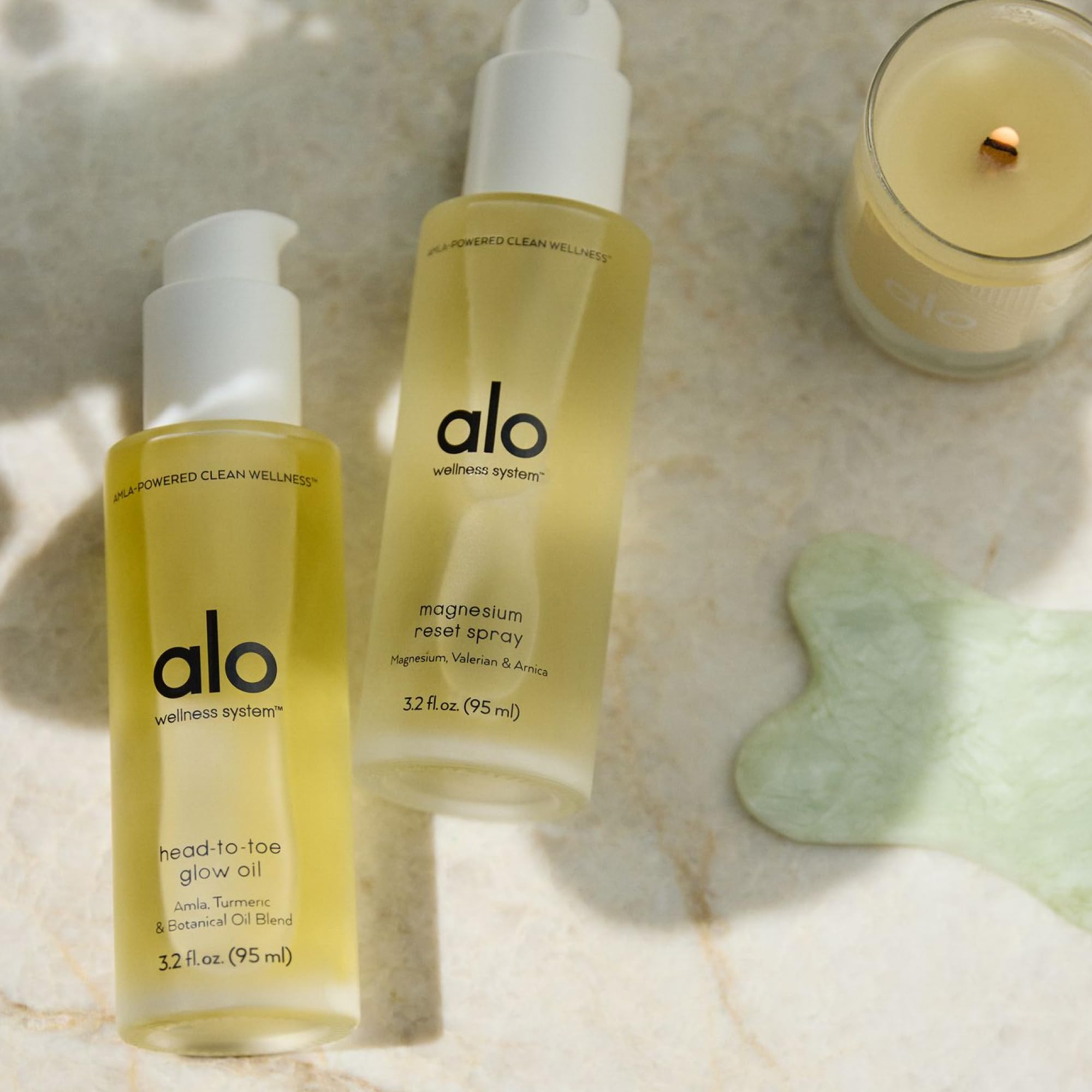 Lifestyle image of relaxation scene with Alo Magnesium Reset Body Spray
