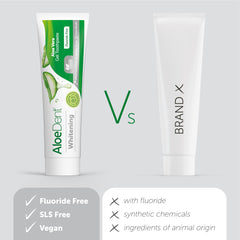 Before and after whitening with Aloe Dent toothpaste