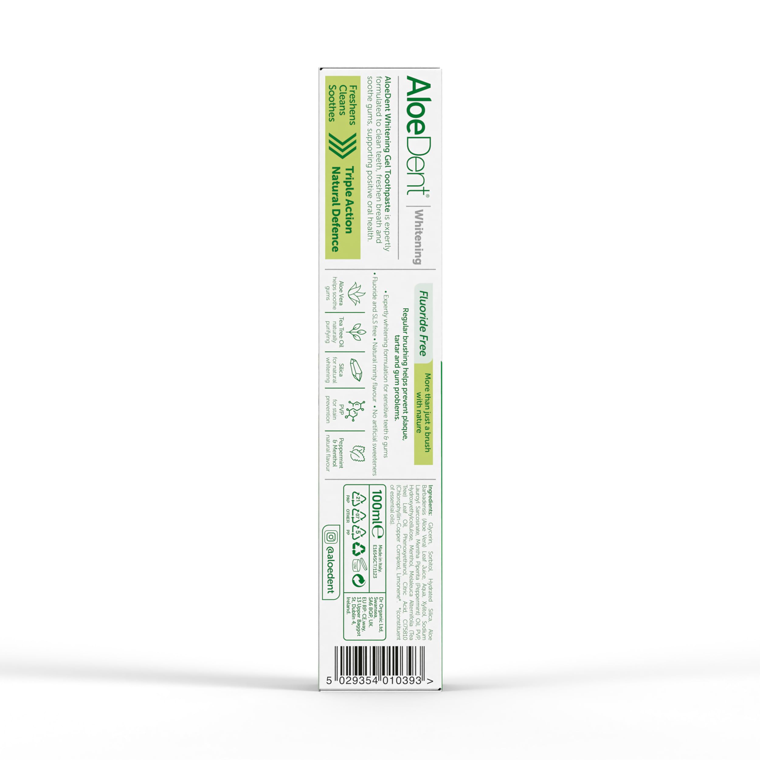 Open tube of Aloe Dent toothpaste showing paste texture