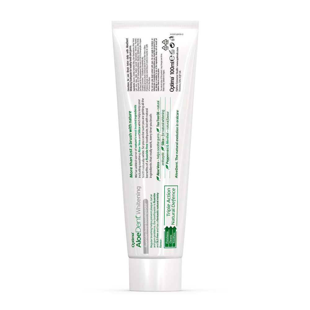 AloeDent Whitening toothpaste with mint flavor label