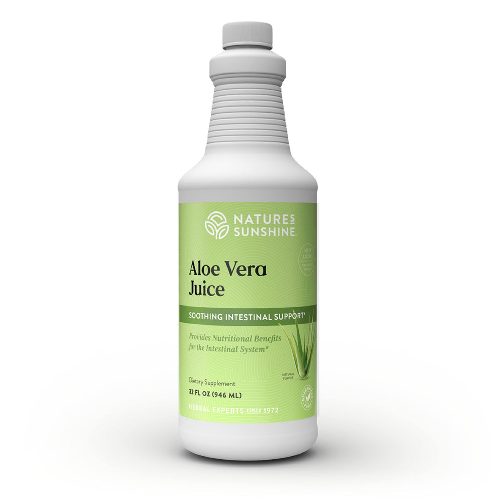 Nature's Sunshine Aloe Vera Juice 32 Fl Oz bottle on a white background