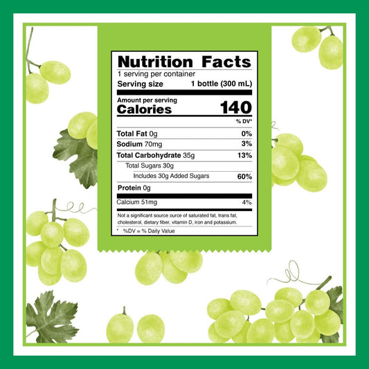 Side view of grape-flavored Aloe Vera juice 6-pack