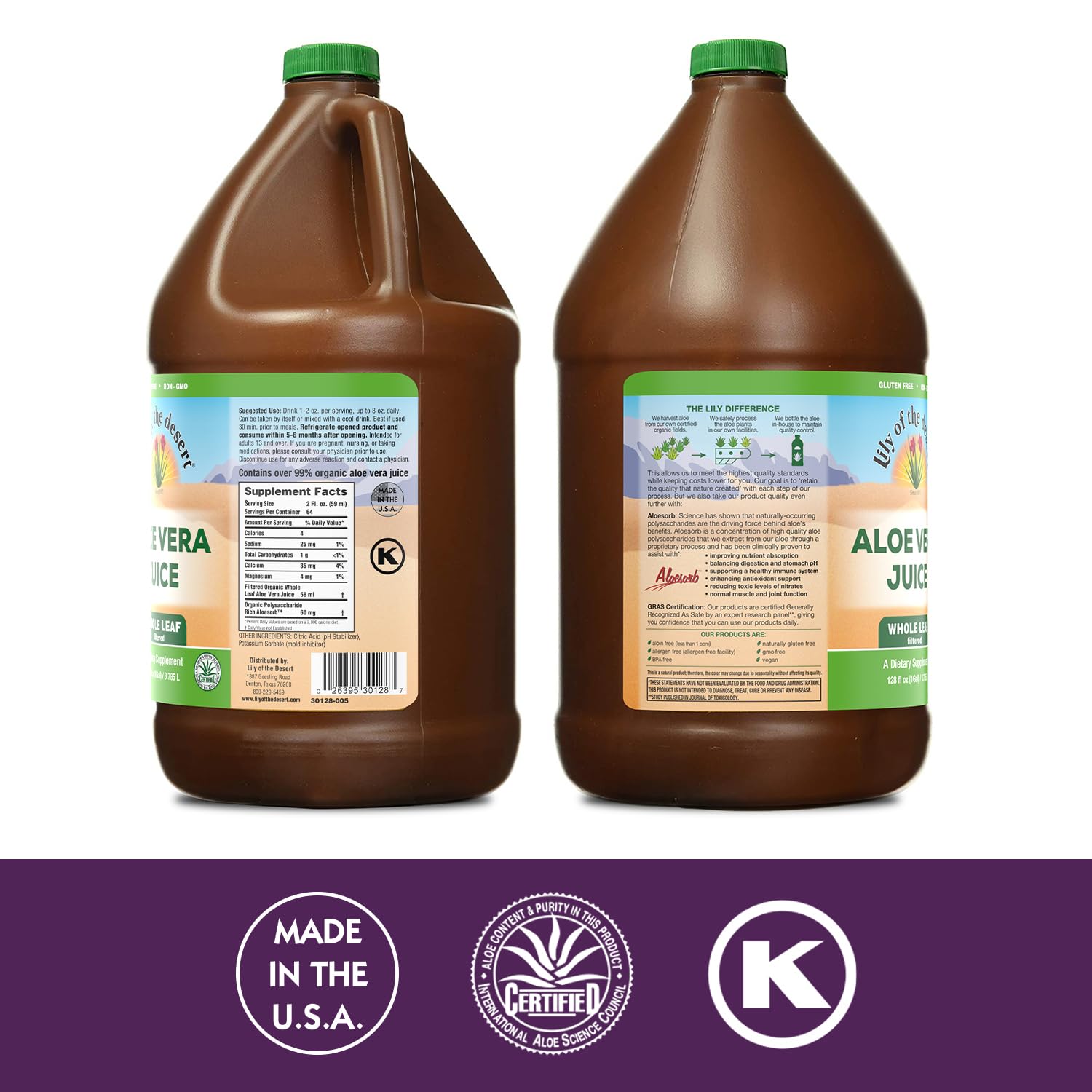 Aloe vera juice ingredients and nutrients