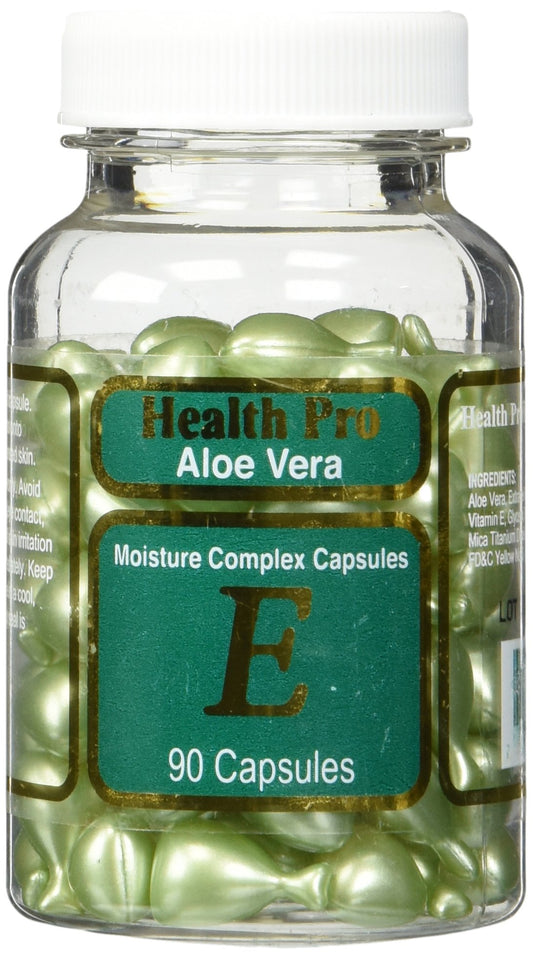 Aloe Vera & Vitamin E Skin Oil bottle with 90 green capsules