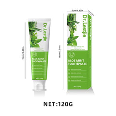 Close-up of toothpaste texture with mint and aloe vera