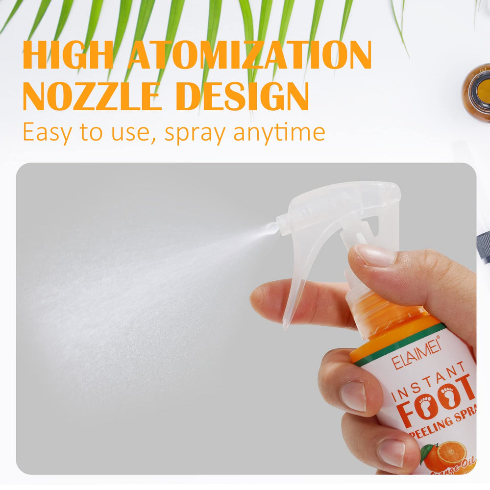 Close-up of orange oil formula in ALPAIS Foot Peel Spray