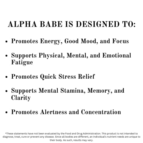 Alpha Babe ingredients for brain boost showing key components
