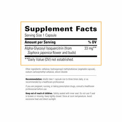 Product label for Integrative Therapeutics Alpha-Glycosyl Isoquercitrin bottle