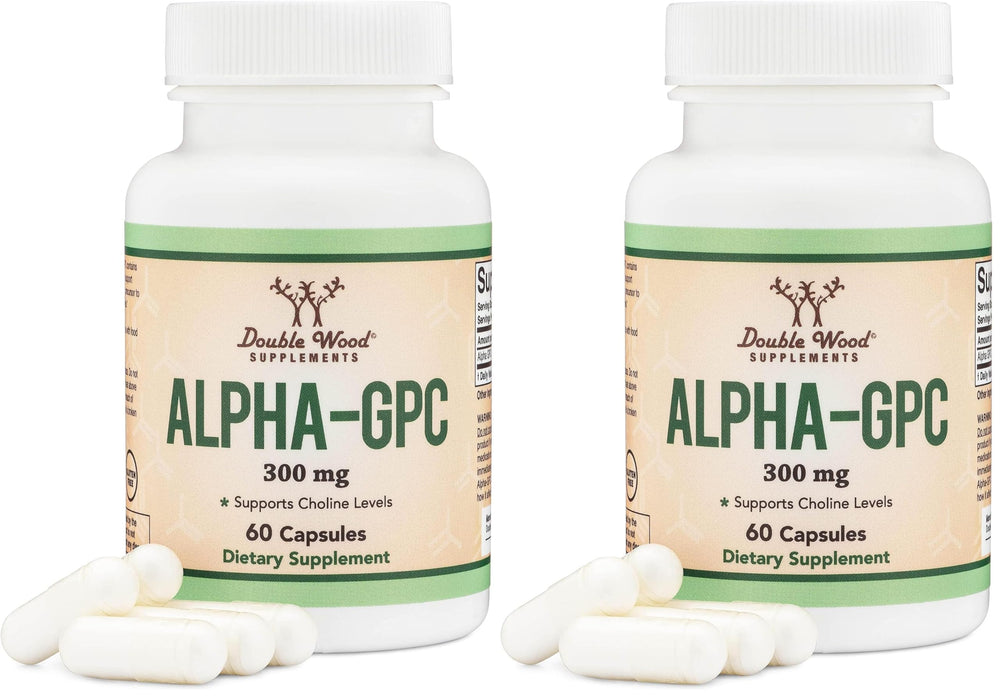 Two Alpha GPC brain supplement bottles per pack