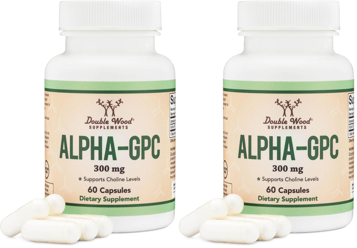 Two Alpha GPC brain supplement bottles per pack