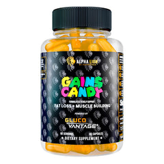 ALPHA LION Gains Candy bottle – 60 capsules, front view