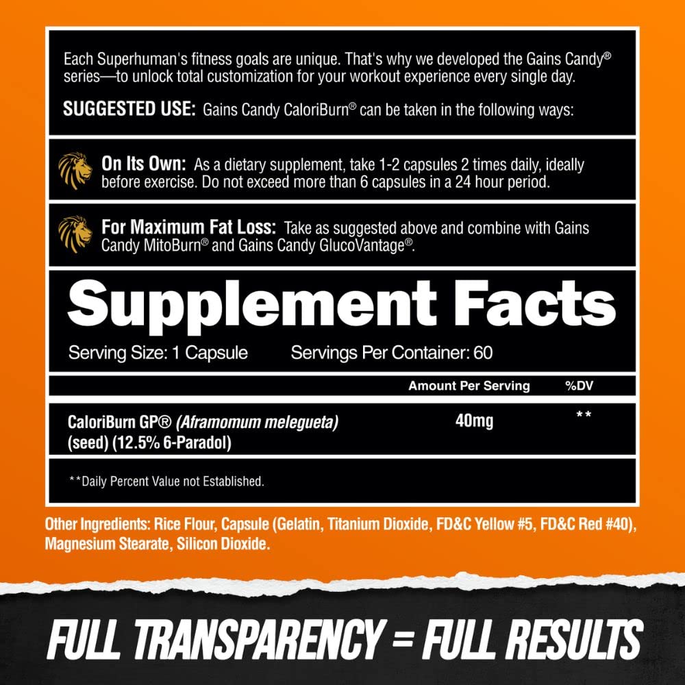 CaloriBurn packaging label displaying 60 capsules