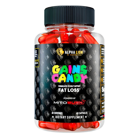 ALPHA LION Gains Candy MitoBurn bottle with 60 capsules