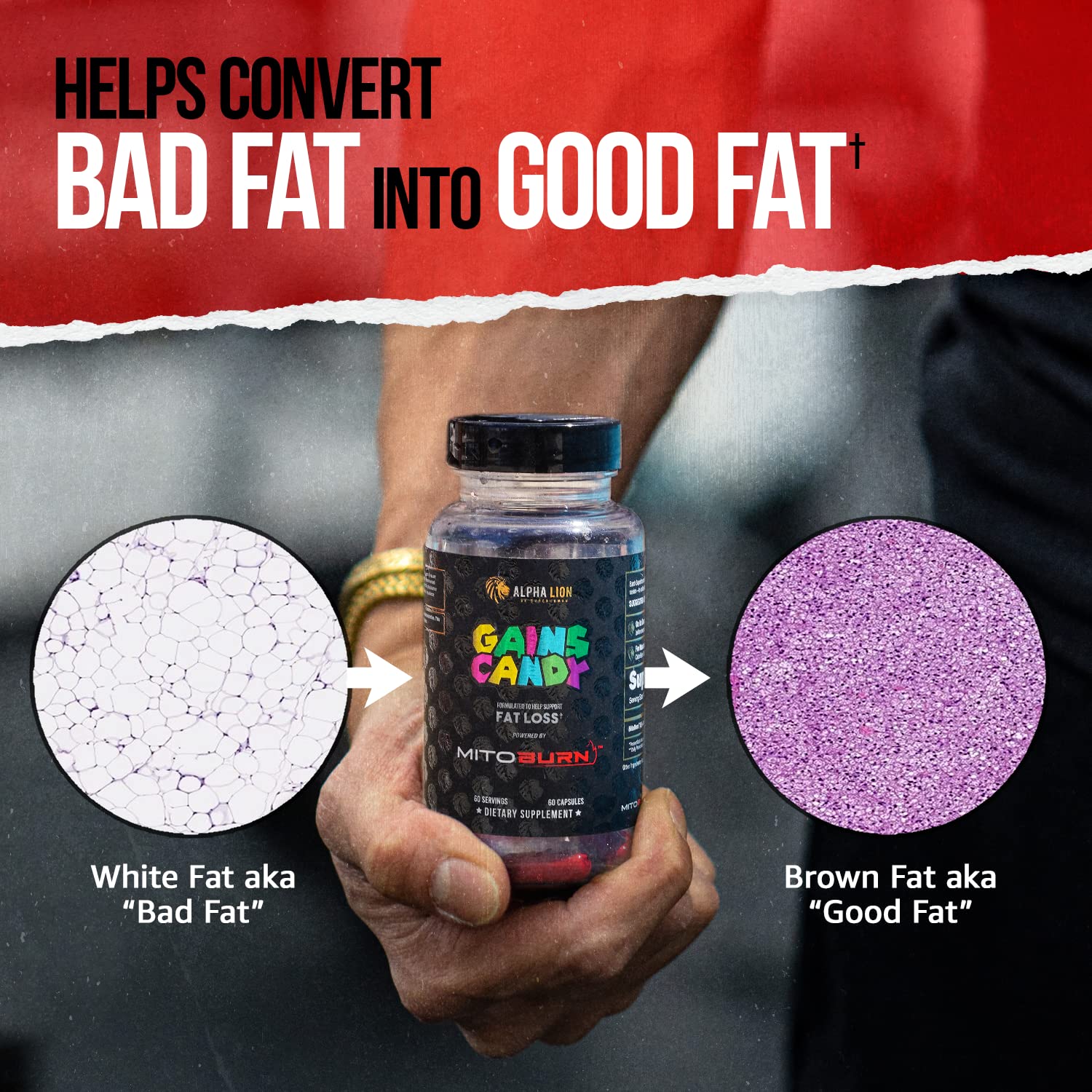Keto-friendly Gains Candy packaging