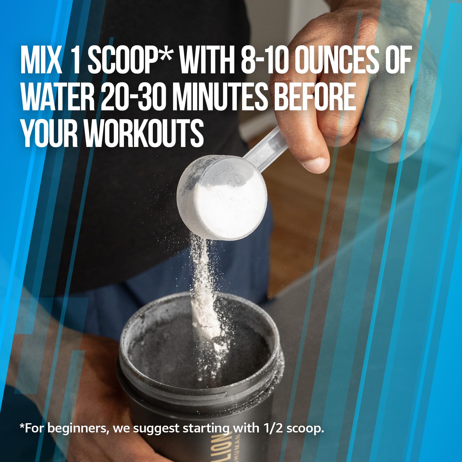 ALPHA LION Superhuman Burn pre-workout pumps during training.
