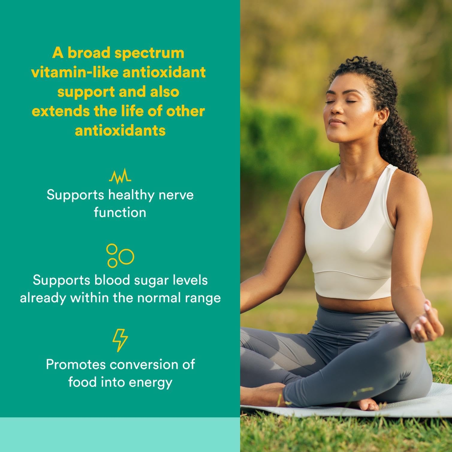 Close-up view of Alpha-Lipoic Acid 100 mg 120 capsules label