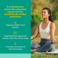 Close-up view of Alpha-Lipoic Acid 100 mg 120 capsules label