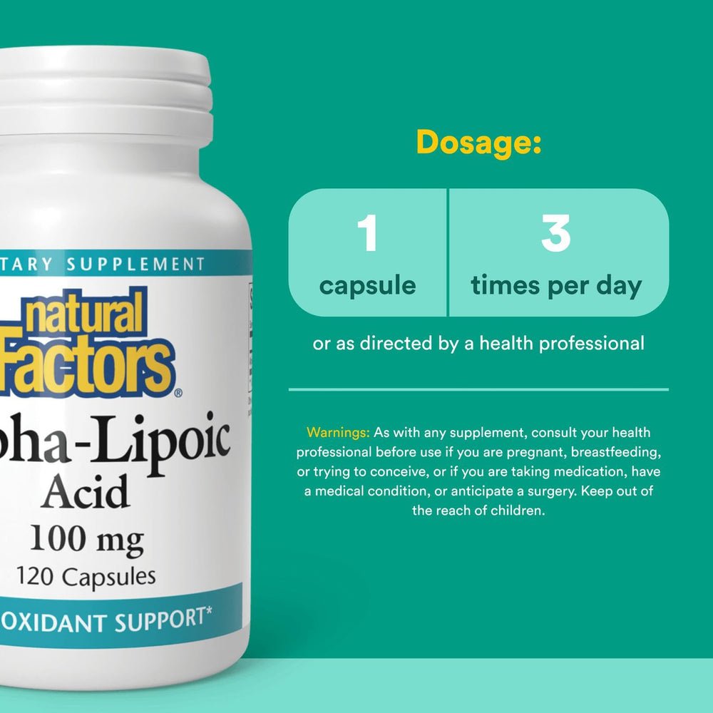 Packaging image for Natural Factors Alpha-Lipoic Acid 100 mg 120 capsules
