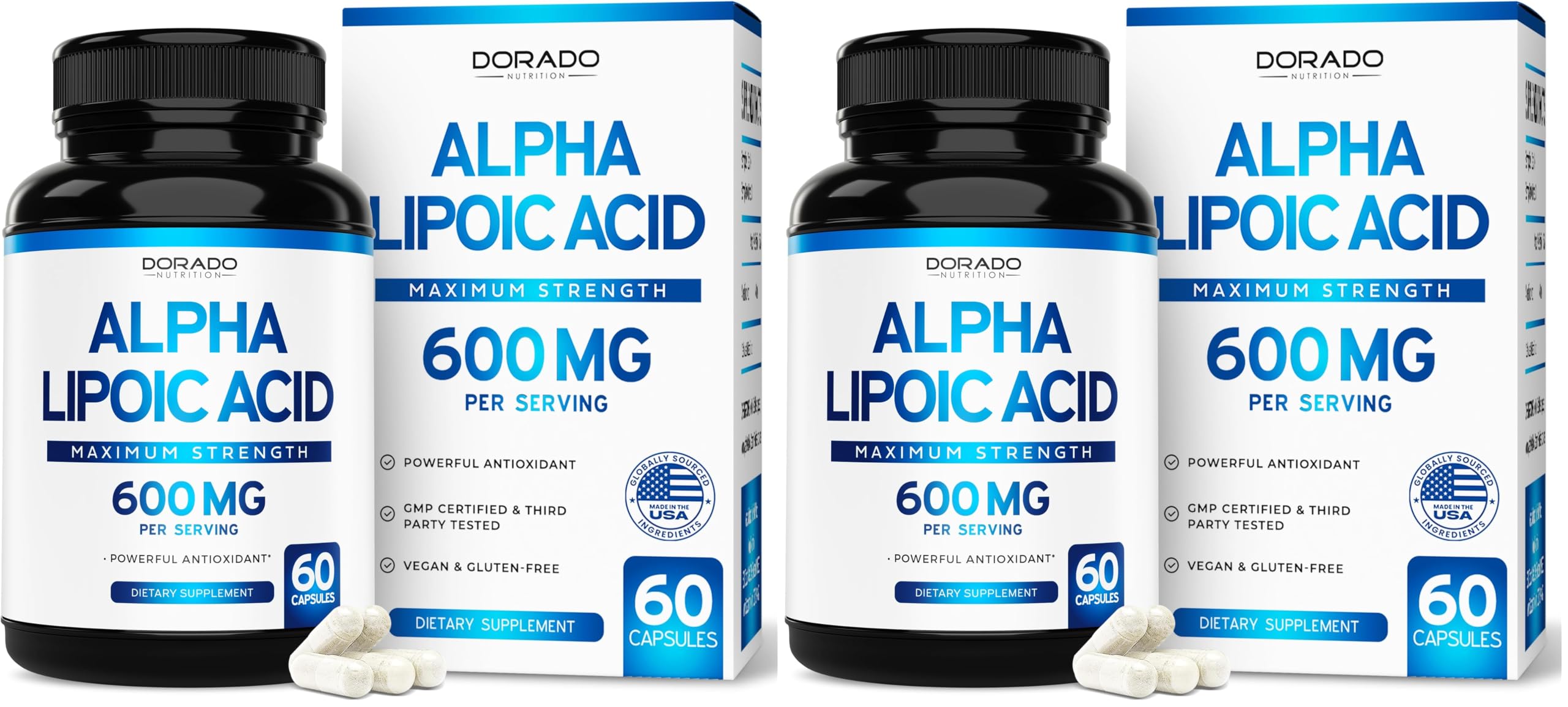 Main product image: Alpha Lipoic Acid 600mg, 60 capsules, pack of 2