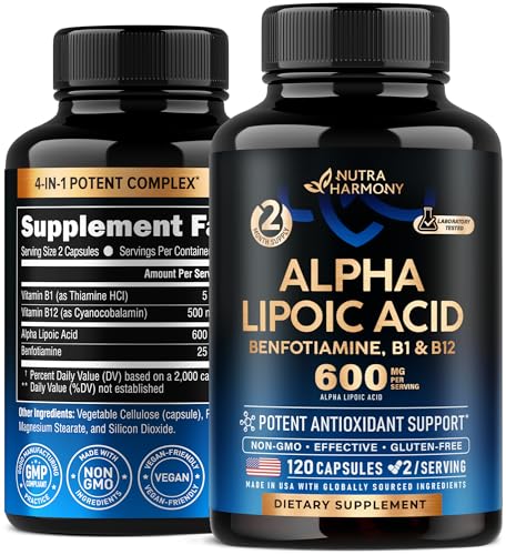 Alpha Lipoic Acid 600mg bottle on white background