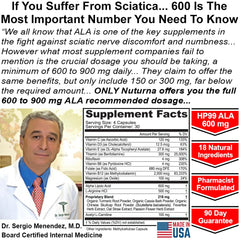 Alpha Lipoic Acid 600 mg nerve health capsules shown in bottle.