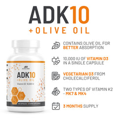 Vitamin A (retinyl palmitate) in the ADK10 formula