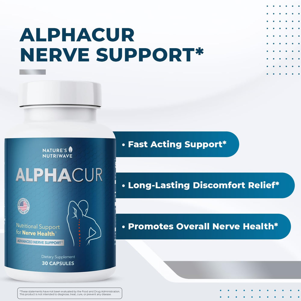 Alphacur capsule ingredients including turmeric, alpha-lipoic acid, magnesium, L-Carnitine, and CoQ10