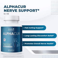 Alphacur capsule ingredients including turmeric, alpha-lipoic acid, magnesium, L-Carnitine, and CoQ10