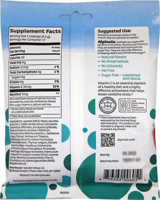 Alpinola Lozenges Menthol 17-count packshot