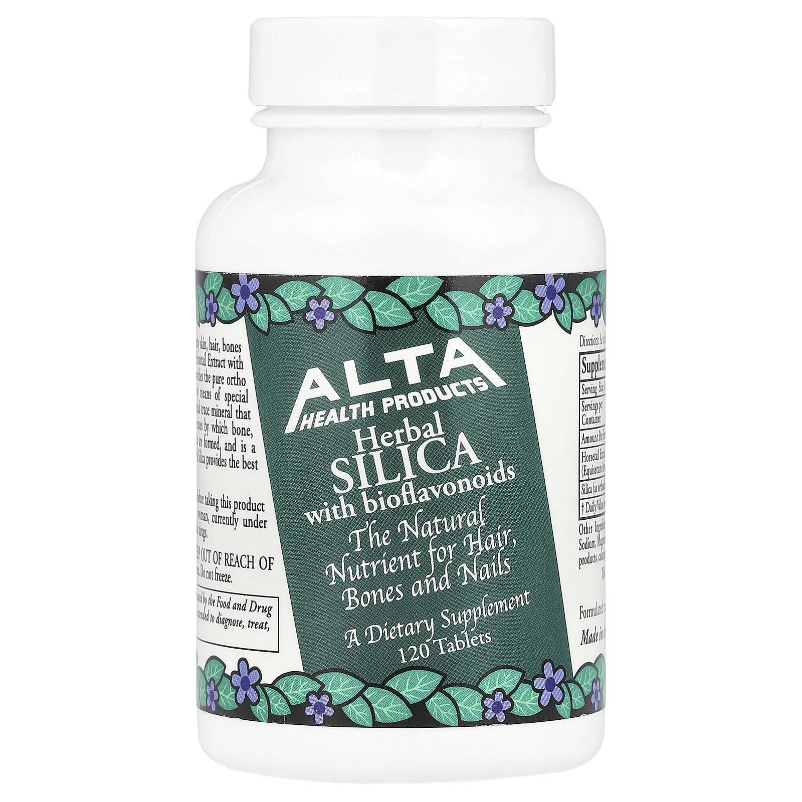 Alta Health Silica with Bioflavonoids bottle and tablets