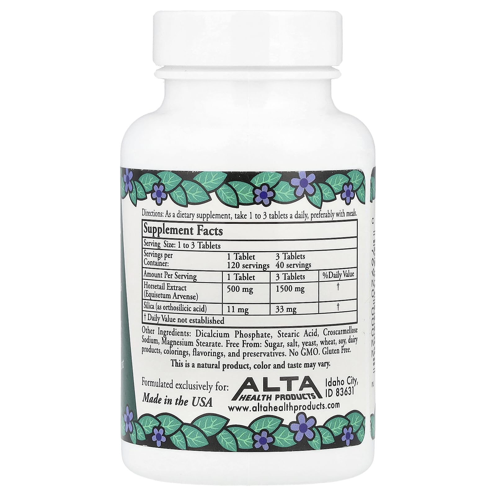 Close-up of Alta Health Silica tablets with bioflavonoids