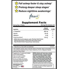 Alteril Sleep Aid capsules pack highlighting easy nightly use for bedtime preparation.