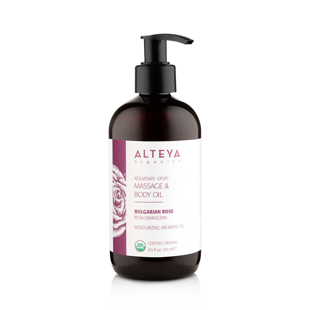 Alteya Organic Massage and Body Oil with Bulgarian Rose – 250 mL bottle