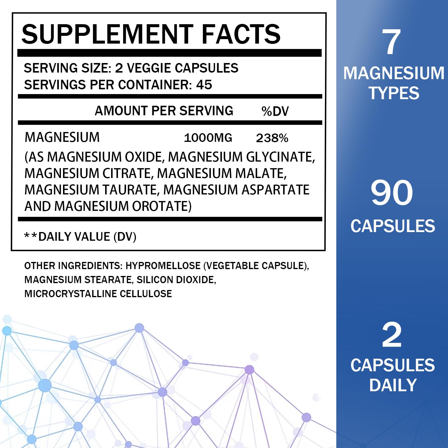 Packaging and bottle of Alveta Magnesium Complex with 90 capsules
