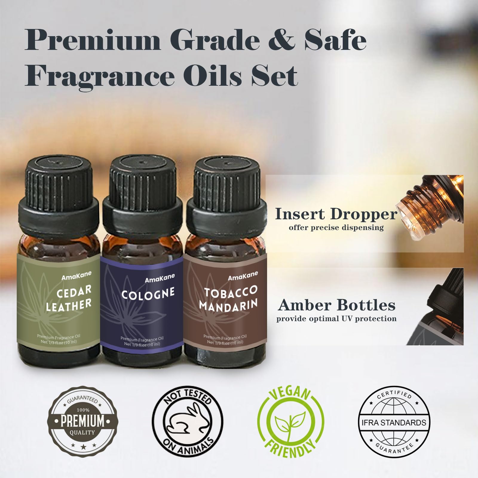 AmaKane Tobacco Mandarin fragrance oil in a 6x10 ml bottle